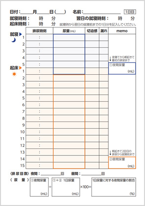 排尿日誌（Frequency Volume Chart）のダウンロード